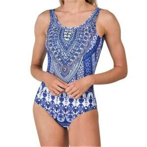 New! LA MODA Women's Lux Resort Stud Embellished One-piece Swimsuit